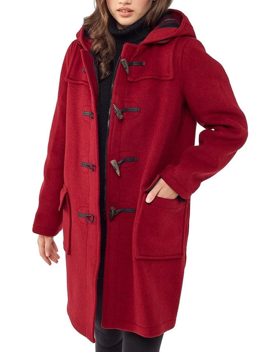 Woman's Classic Fit Burgundy Duffle Coat