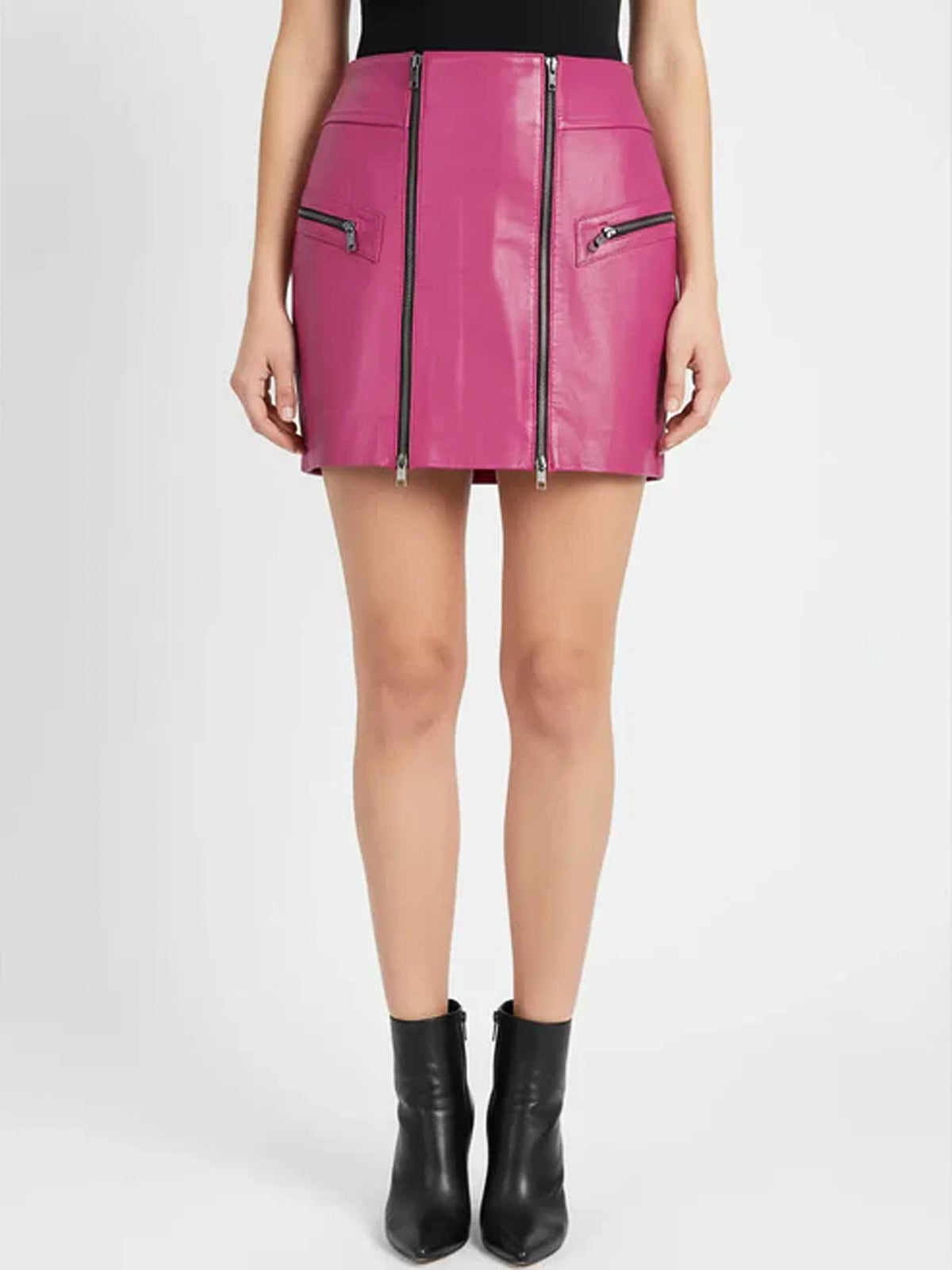 Women's Pink Leather Mini Skirt