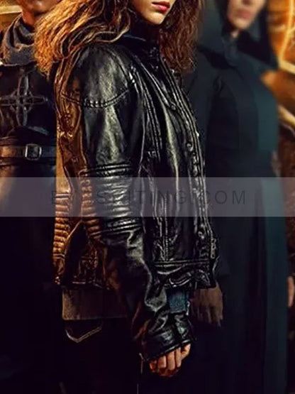 Women's Ava Warrior Nun Leather Black Jacket