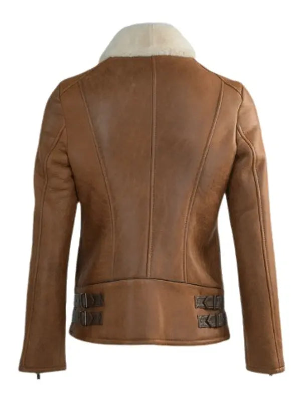 Women's B3 Aviator Sheepskin Brown Leather Jacket