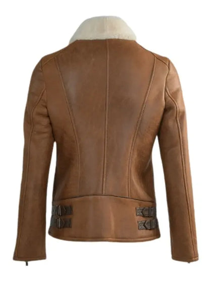 Women's B3 Aviator Sheepskin Brown Leather Jacket