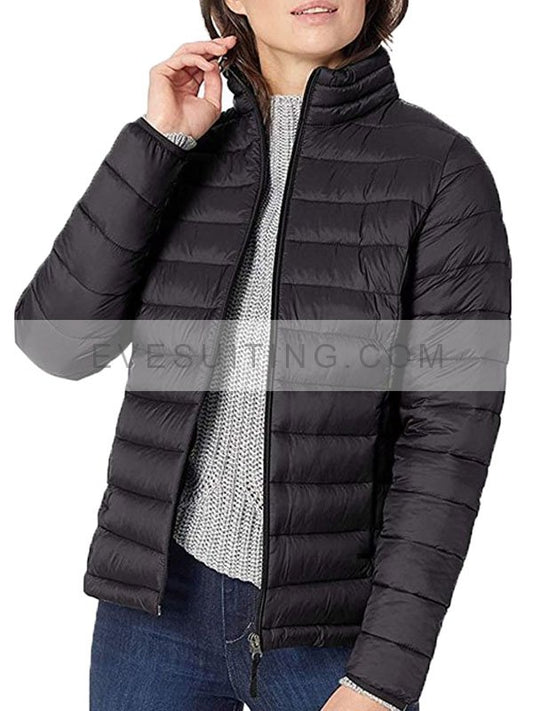 Womens Black Parachute Puffer Jacket