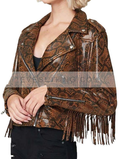 Women's Brown Fringe Leather Jacket