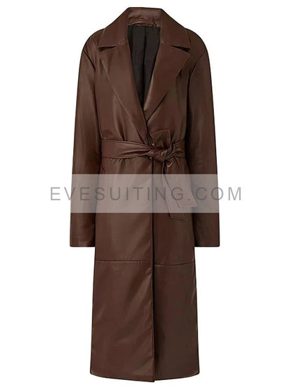 Women's Chocolate Brown Leather Trench Coat
