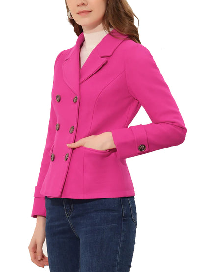 Women's Double Breasted Pink Wool Peacoat