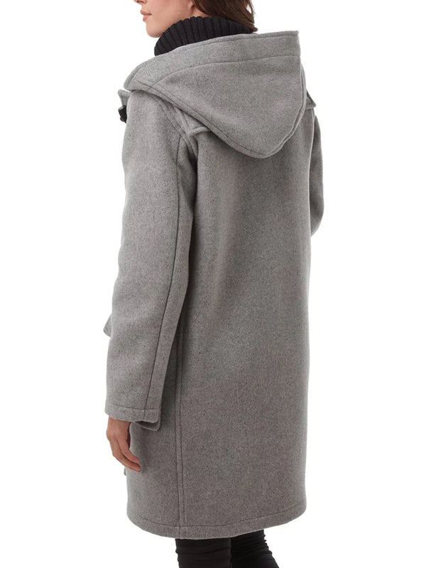 Women's Grey Wool Hooded Duffel Coat