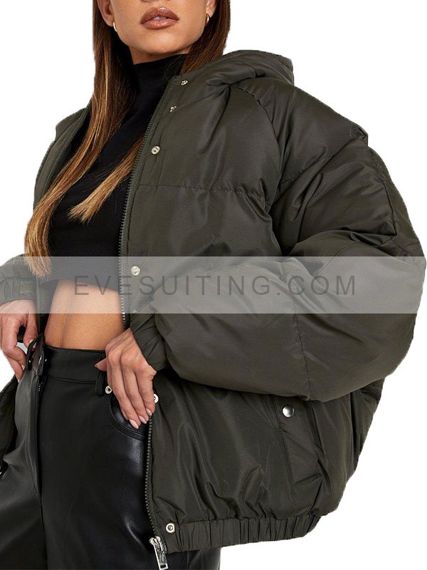 Womens Hooded Raglan Puffer Jacket