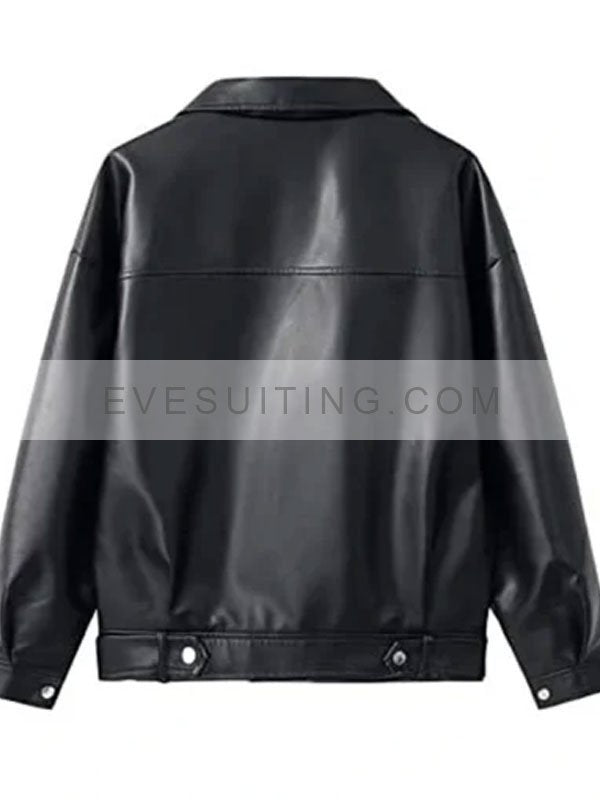 Womens Julie Double Zip-Up Style Black Motorcycle Leather Jacket