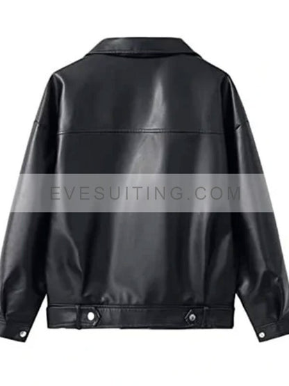 Womens Julie Double Zip-Up Style Black Motorcycle Leather Jacket