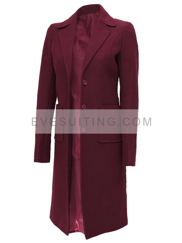 Women's Maroon Trench Coat