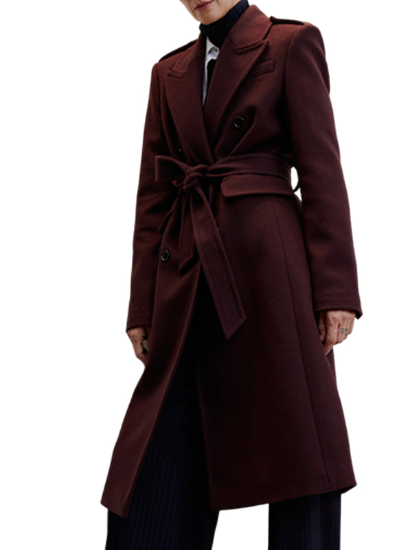 Women's Maroon Wool Coat