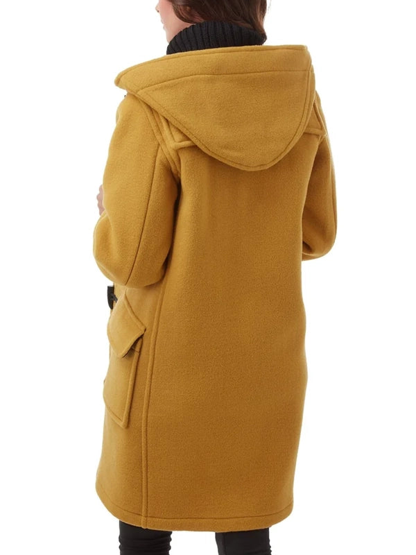 Women's Mustard Toggle Duffle Coat With Hood