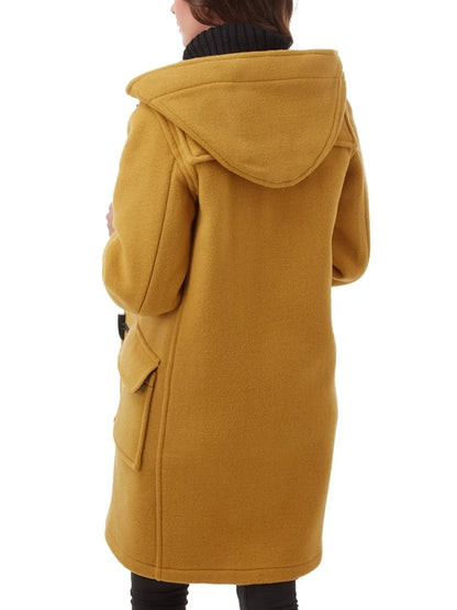 Women's Mustard Toggle Duffle Coat With Hood