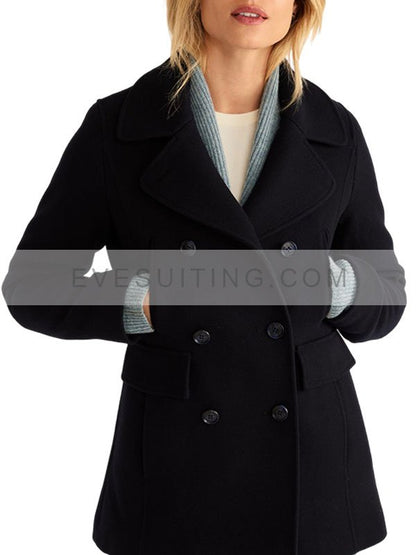 Women's Navy Blue Wool Peacoat