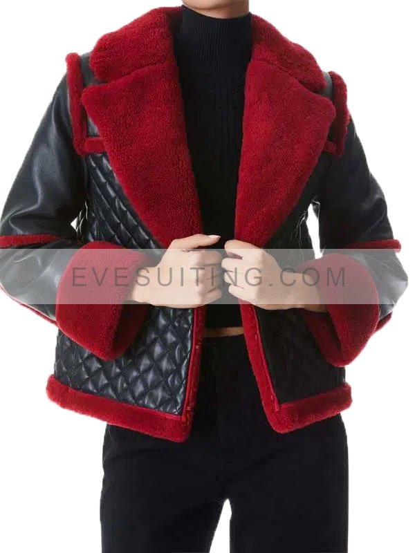 Black Leather Aviator Pilot Style B3 Shearling Jacket