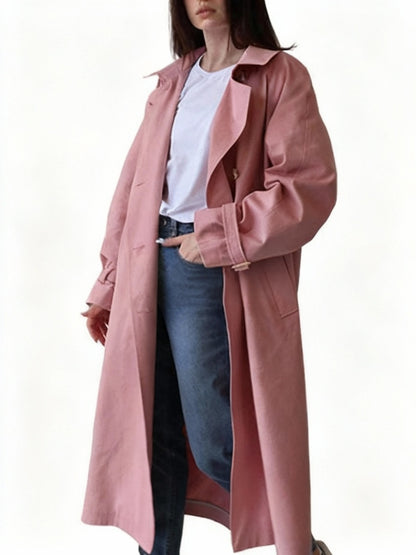 Women's Pink Trench Oversized Cotton Coat