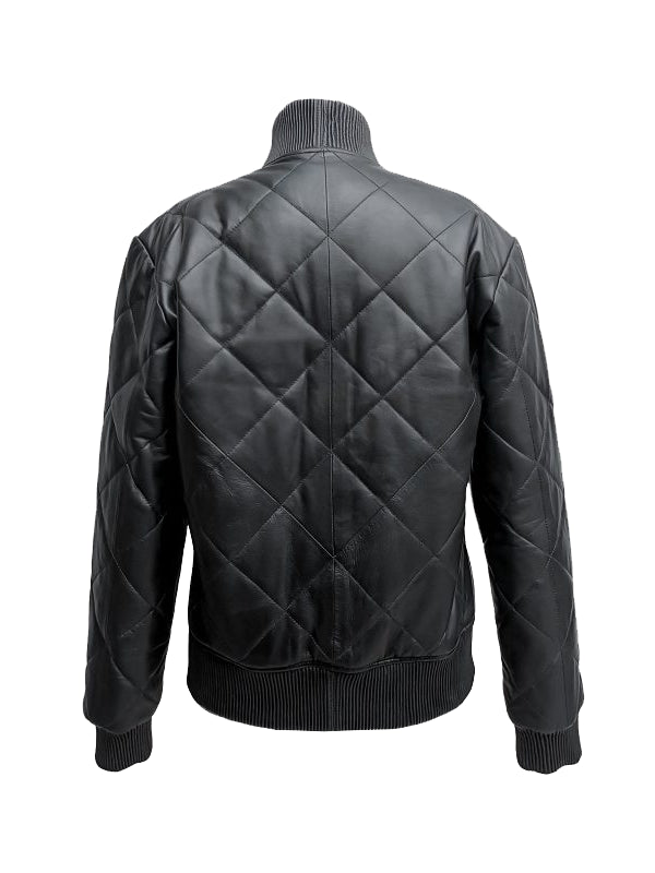 Women's Quilted Handmade Black Leather Jacket
