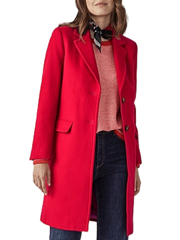 Women's Red Wool Car Coat