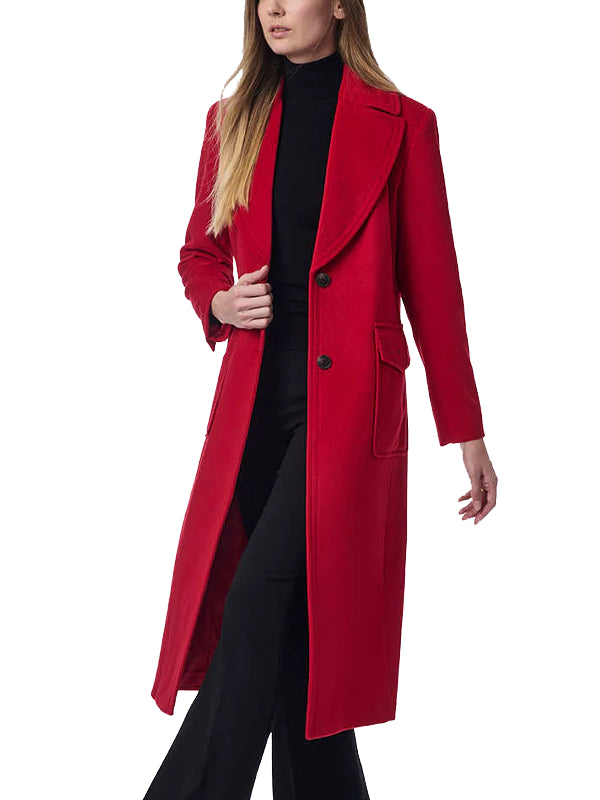 Women's Red Wool Trench Coat