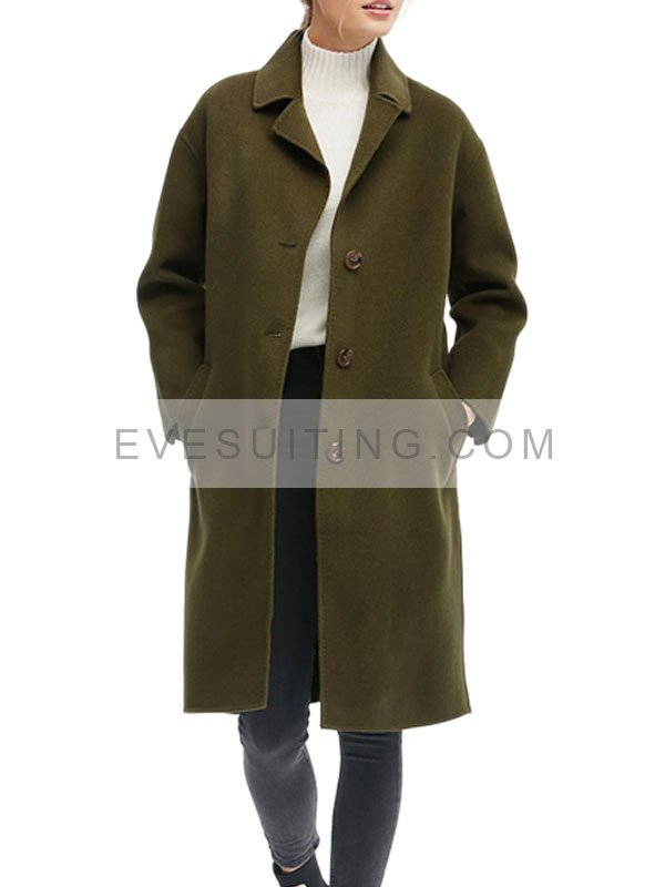Women's Single Breasted Concise Wool Coat