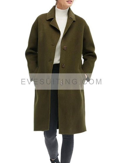 Women's Single Breasted Concise Wool Coat
