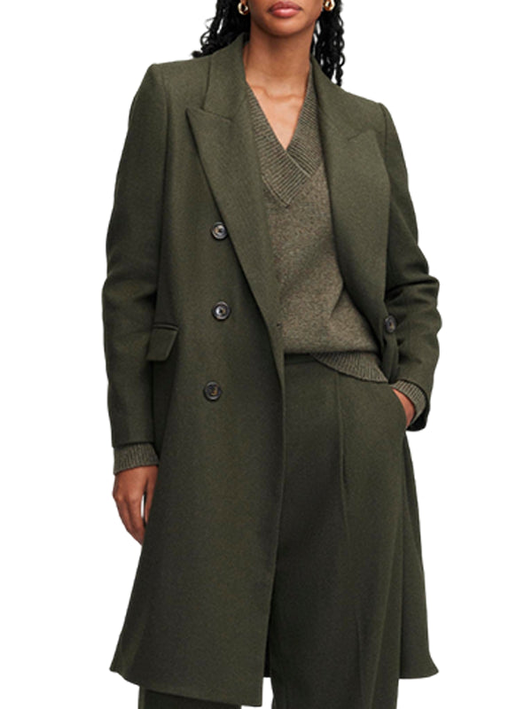 Women's Wool Peek Lapel Polo Coat For Women's 