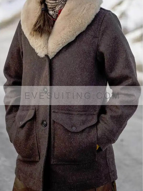 Yellowstone Beth Dutton Shearling Wool Coat