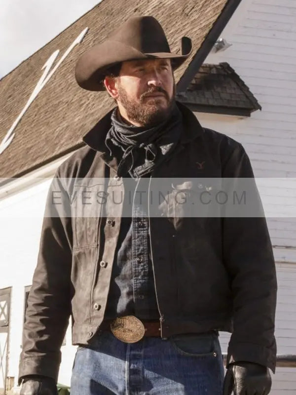 Yellowstone Cole Hauser Trucker Black Cotton Jacket