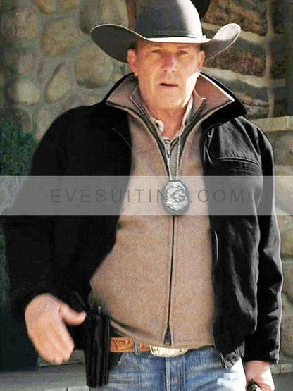 Yellowstone Kevin Costner Cotton Black Jacket