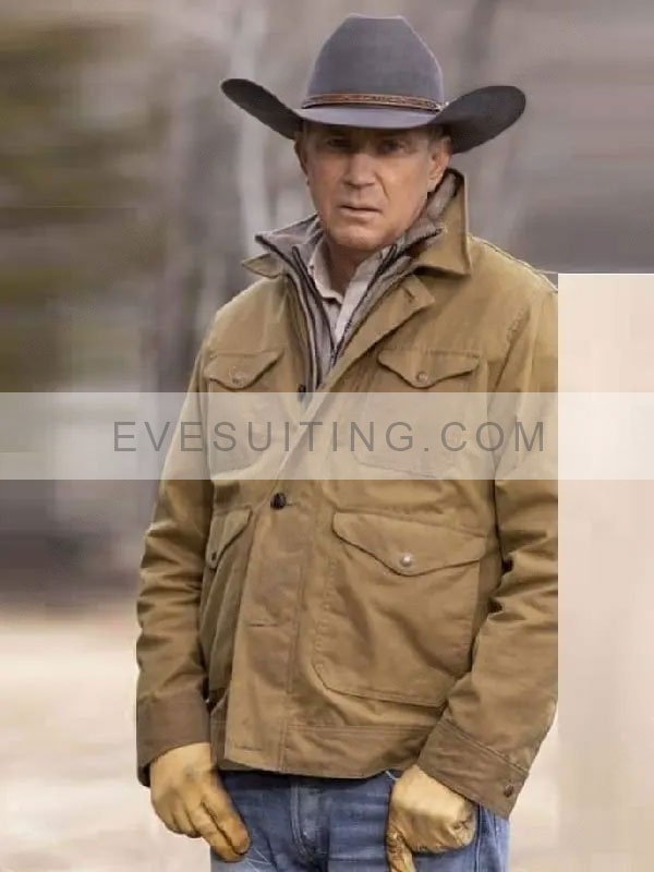 Yellowstone Kevin Costner Season 2 John Dutton Brown Cotton Jacket