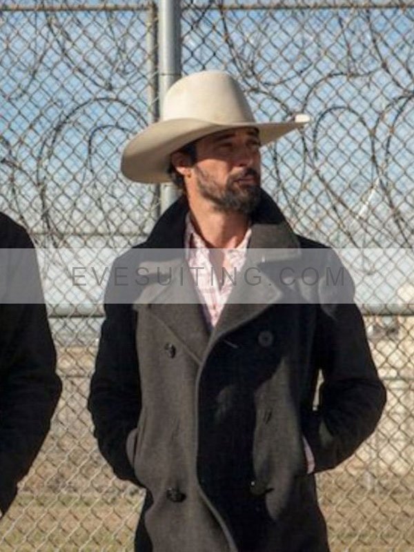 Yellowstone Ryan Bingham Walker Black Wool Peacoat
