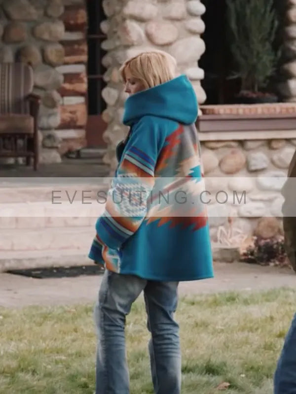 Yellowstone S03 Kelly Reilly Blue Poncho Coat