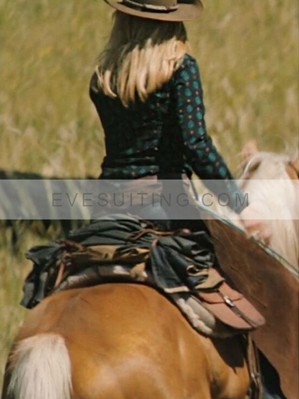 Yellowstone S05 Kelly Reilly Green Printed And Black Shirt