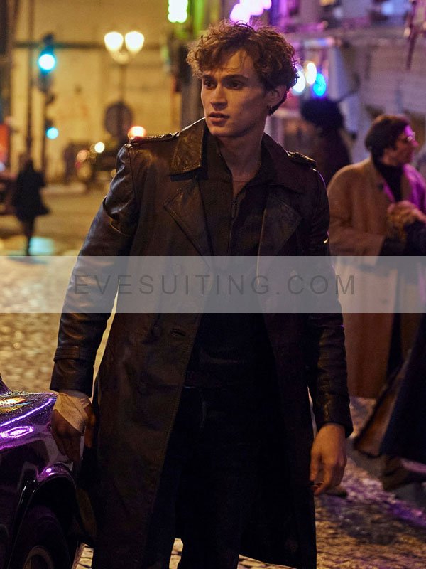 Young Rocco TV Series Supersex Season 1 Saul Nanni Black Leather Trench Coat