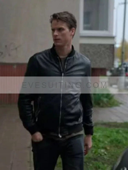 Young Wallander Kurt Wallander Black Leather Jacket