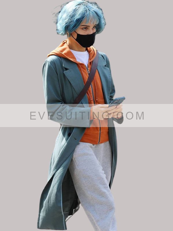 Zoë Kravitz Kimi 2022 Angela Childs Green Trench Coat