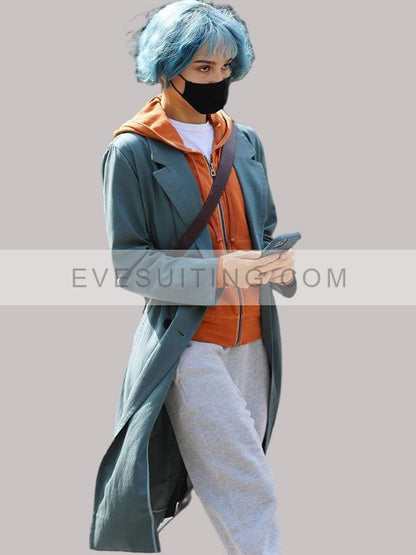 Zoë Kravitz Kimi 2022 Angela Childs Green Trench Coat