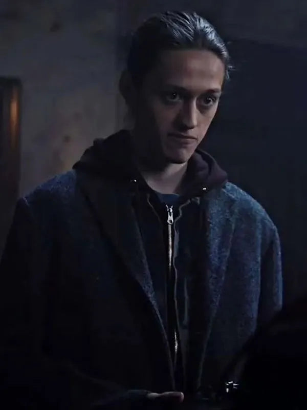 Xavier Thorpe Wednesday 2022 Percy Hynes Grey Trench Wool Coat