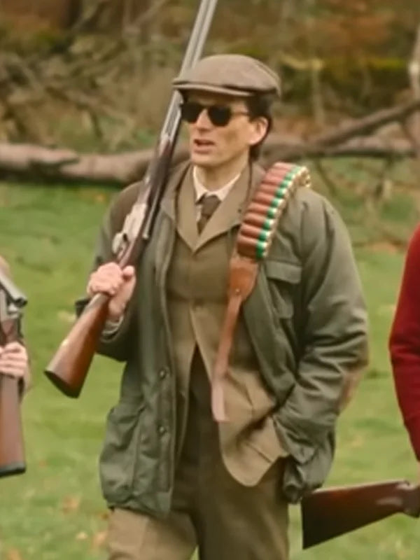 Tony Baddingham TV Series Rivals 2024 David Tennant Green Cotton Jacket