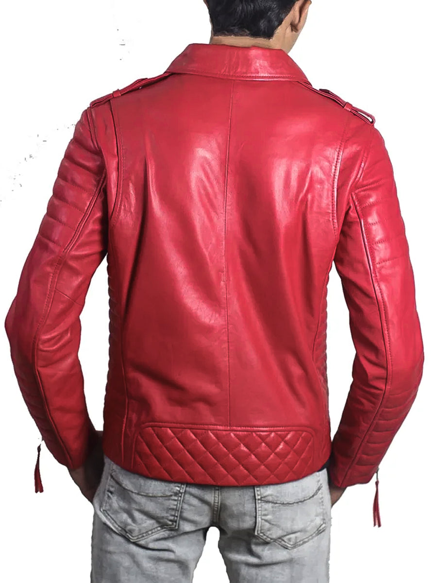 red padded motorcycle jacket for men