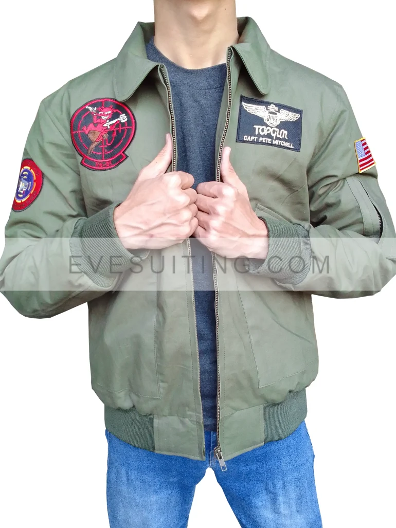 Top Gun Maverick Tom Cruise Bomber Green Flight Jacket