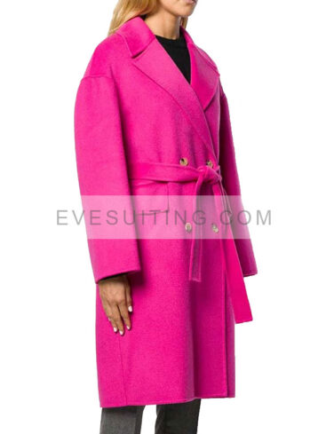 Emily in Paris Emily Cooper Pink Trench Wool Coat