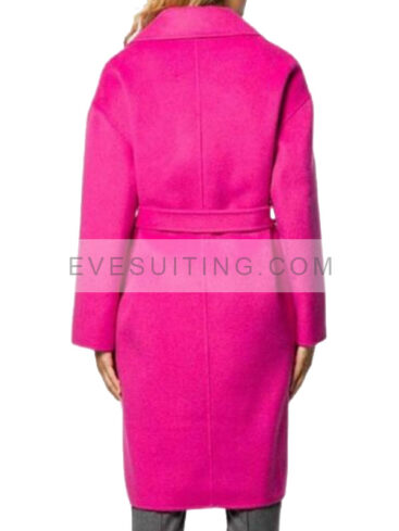 Lily Collins Emily in Paris Emily Cooper Pink Trench Wool Coat