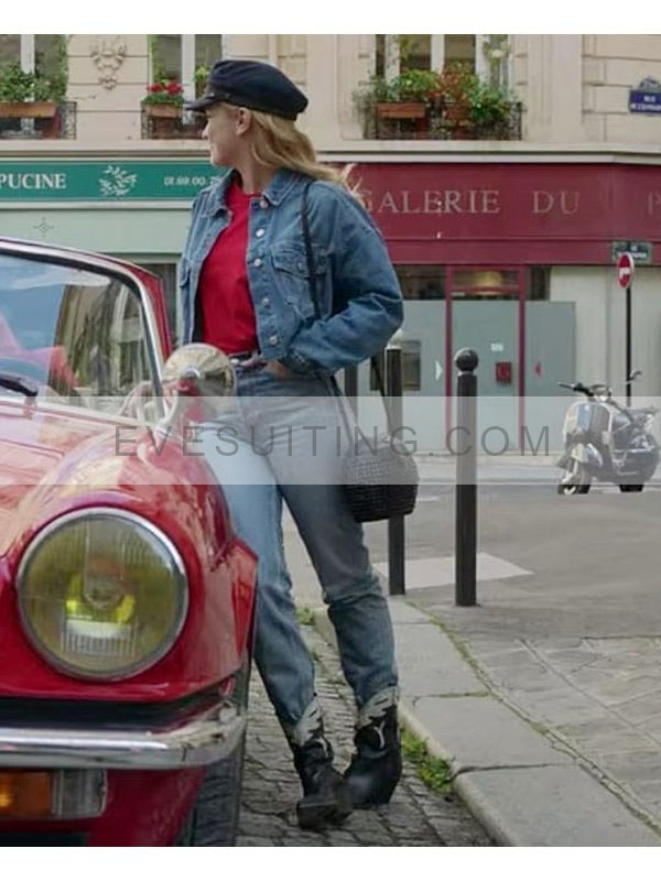 Tv Series Emily In Paris Camille Razat Cropped Denim Blue Jacket