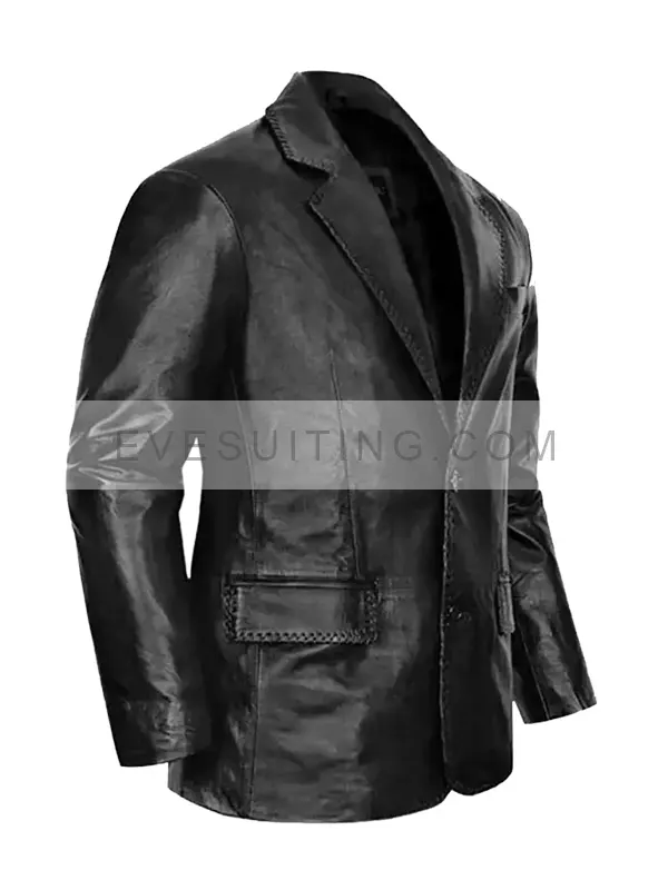 Jeff Goldblum Black Leather Blazer