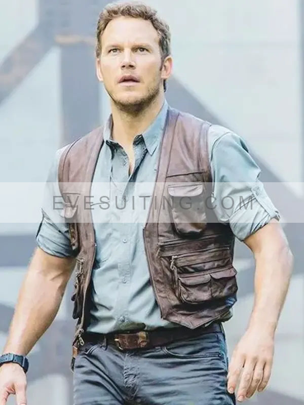Jurassic World Chris Pratt Brown Leather Vest