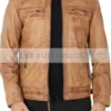 Men Tan Brown Hand Waxed Cafe Racer Leather Jacket