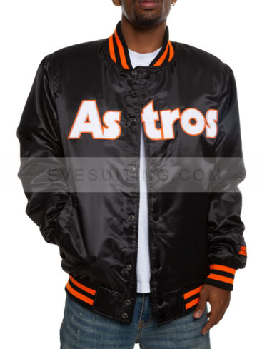 Astros Star Houston Bomber Black Starter Jacket