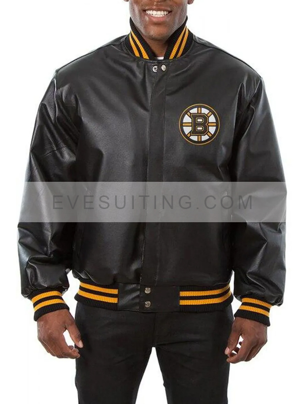 Boston Bruins Bomber Leather Black Jacket
