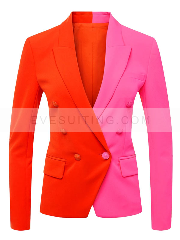 Jaime King Welcome to Flatch S02 Pink & Orange Colorblock Blazer